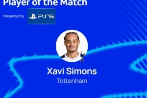 1助攻+4关键传球，官方：哈维-西蒙斯当选热刺4-0哥本哈根最佳